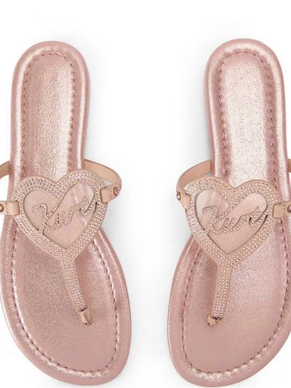 Kurt Geiger London, the Kurt Heart Metallic Logo T-Bar Sandals-Size-9.5